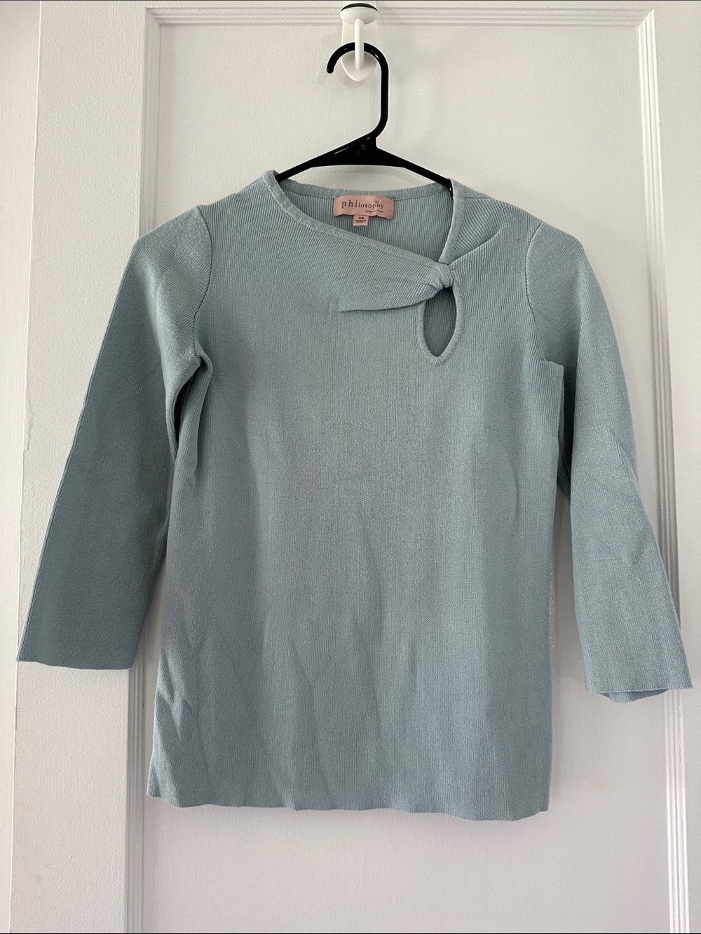 Philosophy Powder Blue Knot-Detail Long Sleeve Top